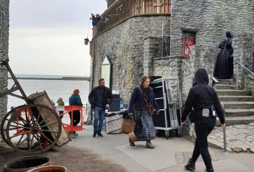 Kate Winslet during the filming of Ammonite in Lyme Regis
